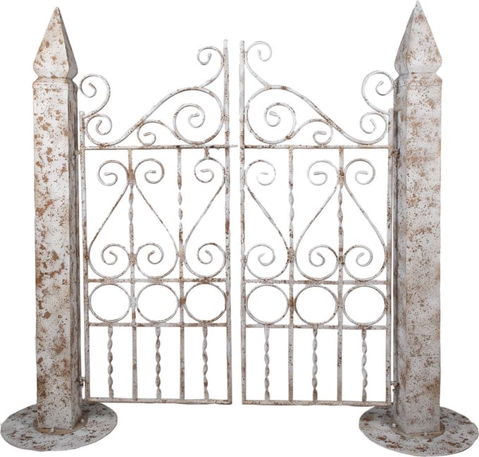 Clayre & Eef Tuinpoort 163x40x157 cm Wit Bruin Metaal