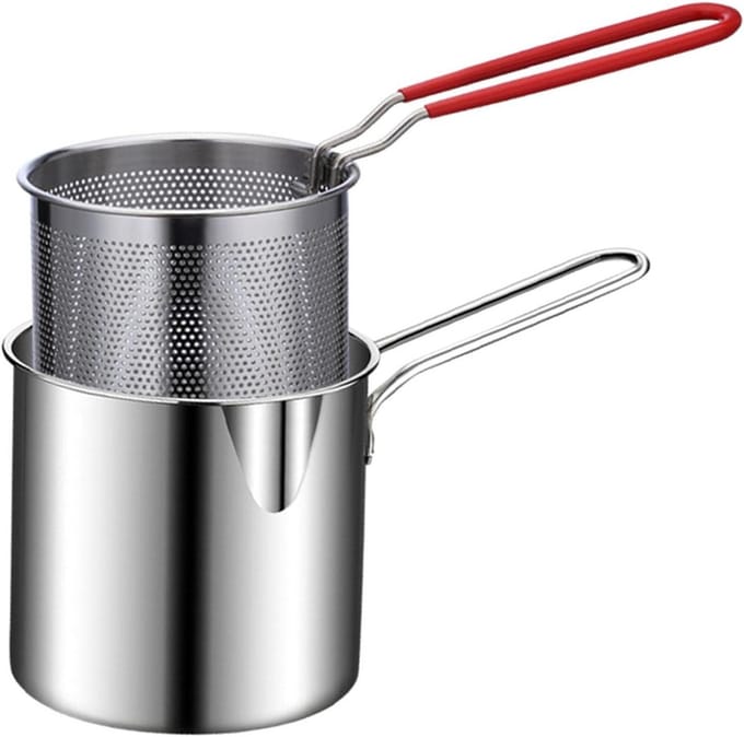 Mini Frituurpan Roestvrij Staal 304 met Mandje - 13 cm