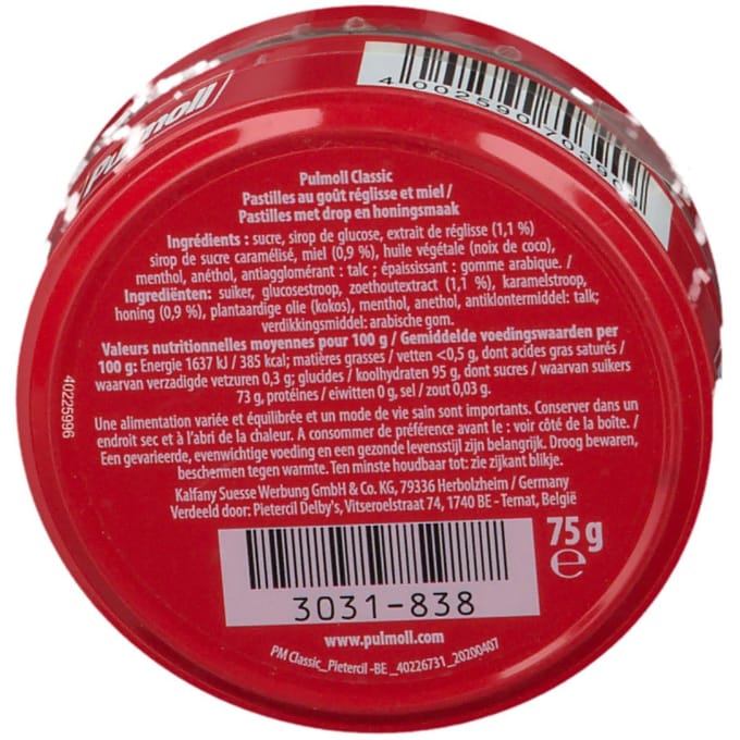 Pulmoll Classic Hoestbonbons Zoethout - Honing 75 Bonbons