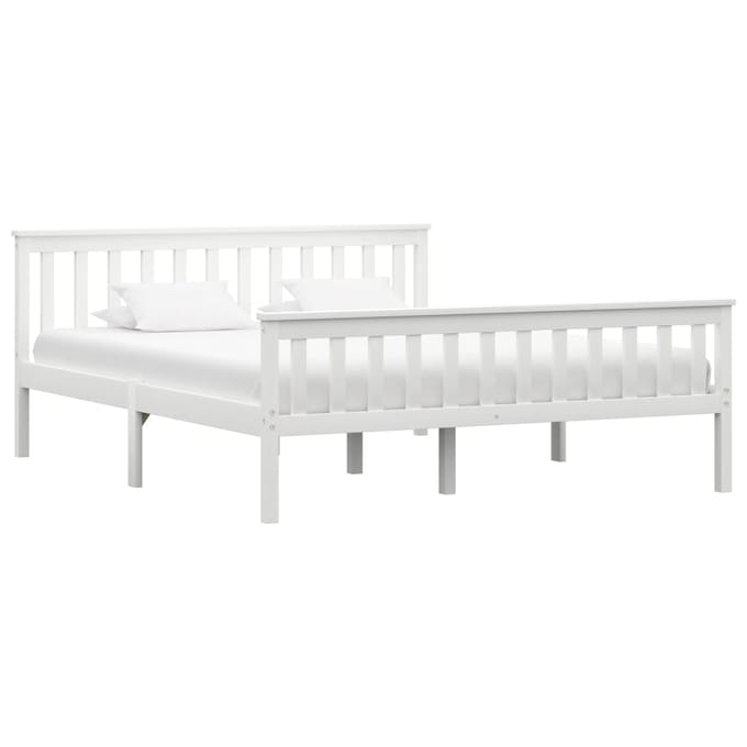 vidaXL - Bedframe - massief - grenenhout - wit - 160x200 - cm