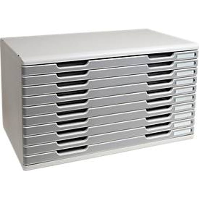 Exacompta MODULO A3-ladebox 10 laden steengrijs, voor A4-A3+, stofdicht, stil met veiligheidsstop, stapelbaar