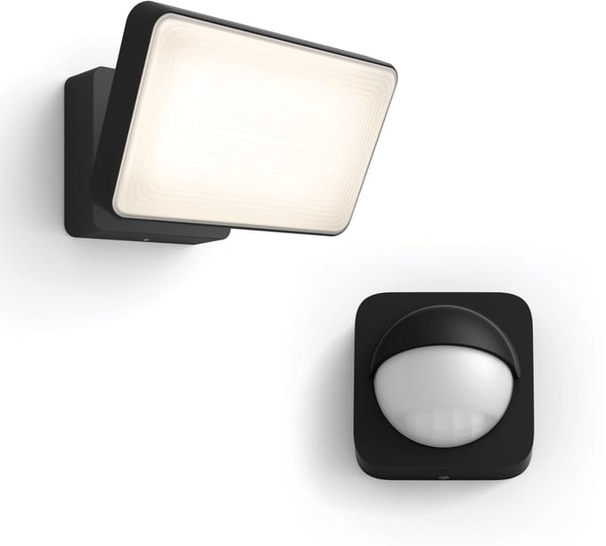 Philips Hue Welcome Verstraler (Zwart) - Buitenlamp met Bewegingssensor - Warmwit Licht - Incl. Hue Bewegingssensor voor Buiten - Hue White