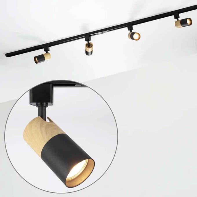 Design 1-fase railsysteem 1,5 meter met houtlook - Linn