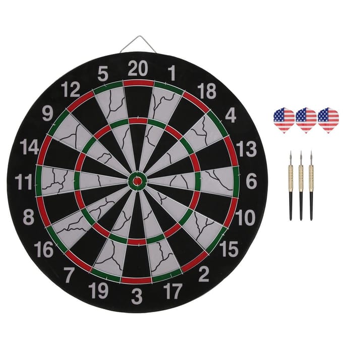 18in Dubbelzijdig Gevlokt Dartbord Set Studenten Wedstrijd Doel Metalen Pinnen Accessoire gray