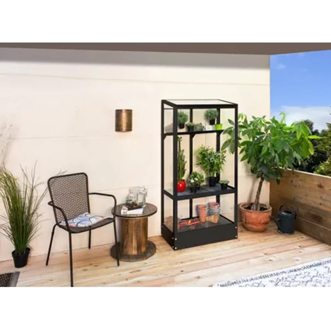 Vitavia Tuinkas Polis 350 - Veiligheidsglas 3mm - Zwart - 81x43x166cm