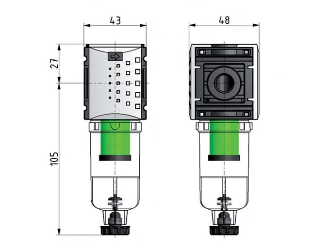 Voorfilter 0,3 micron G1/4'' 140l/min Futura 0
