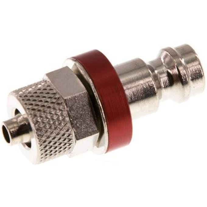 Vernikkeld Messing DN 5 Rood Luchtkoppeling Insteeknippel 4x6 mm Push-On - CLP5-N-BN-RED-4