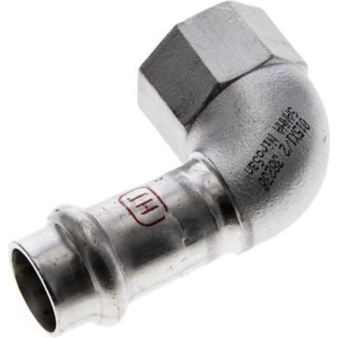 90 graden L-Perskoppeling - 15mm & Rp 1/2'' Persmof - RVS