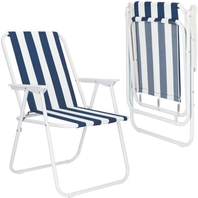 Springos Campingstoel | Kampeerstoel | Vouwstoel | Visstoel | Inklapbaar | Blauw/Wit