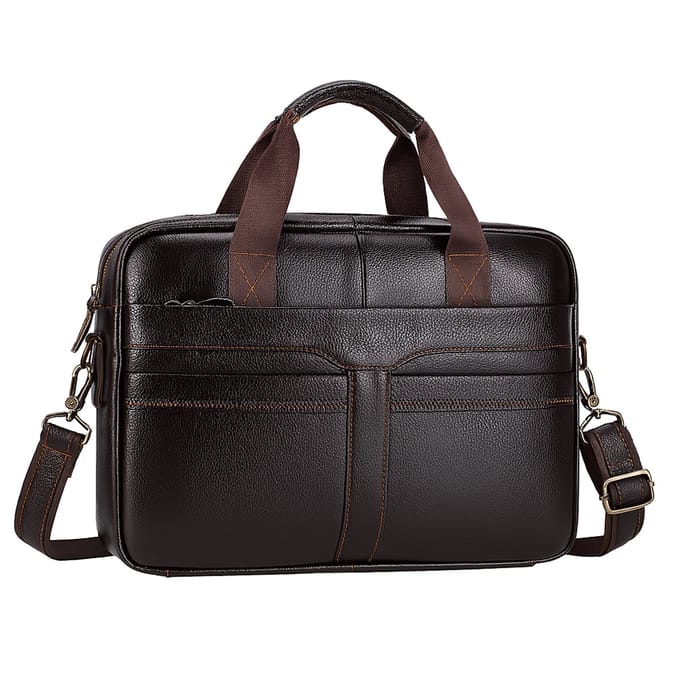Aktetas - Laptoptas - Schooltas - Schoudertas - Leder - Bruin