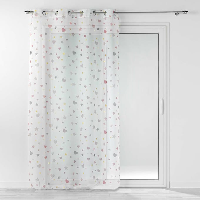 Glasgordijn 140 cm x 280 cm Stars & Hearts