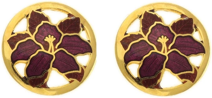 Behave - Oorclips dames - bloemmotief - paars - 1,5 cm