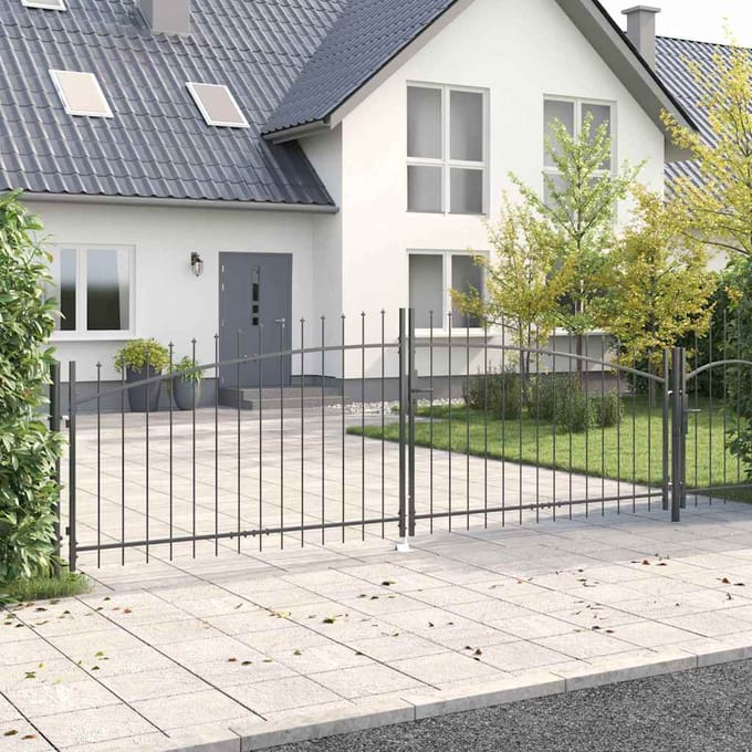 vidaXL - Dubbele - Heining - WOERDEN - 400 - x - 174,5 - cm - Staal - Vergrendelbaar