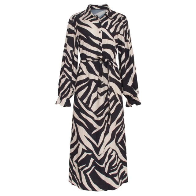 Smashed Lemon 23743-010-999 zebra print v-hals jurk voor dames |