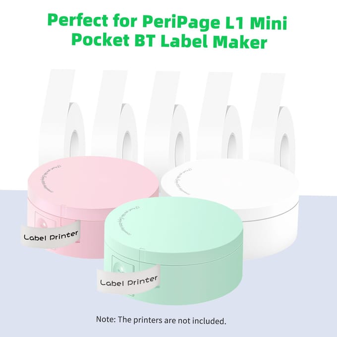PeriPage 1 Rol Wit Labelpapier Plakband Zelfklevend Thermisch Labelprinterpapier Naam Prijs 1 Roll wit
