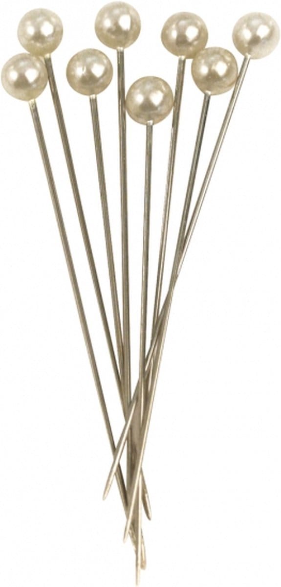 Rayher Spelden met parel kop/kopspelden/naaispelden - 6.5 cm - wit - 150x stuks - hobby steekspelden