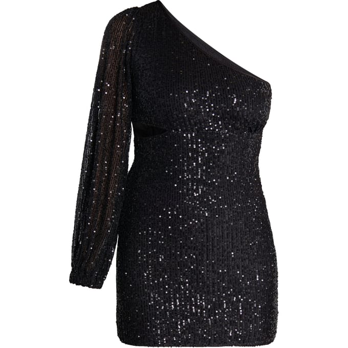 Faina Mini-jurk met één schouder Dames zwart