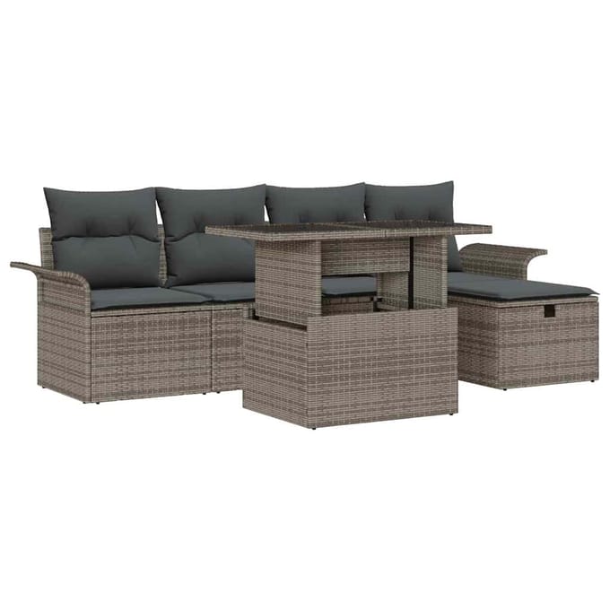 vidaXL - Tuinbank - Set - 6 - st - Grijs - poly - rattan