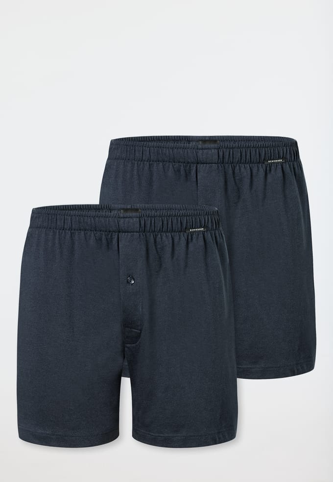 Boxershorts, set van 2, jersey, nachtblauw - multipack boxershorts 14