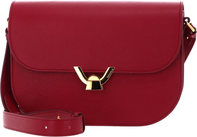COCCINELLE Leren Schoudertas Dew Handbag Grained Leather Sangria (rood)paars
