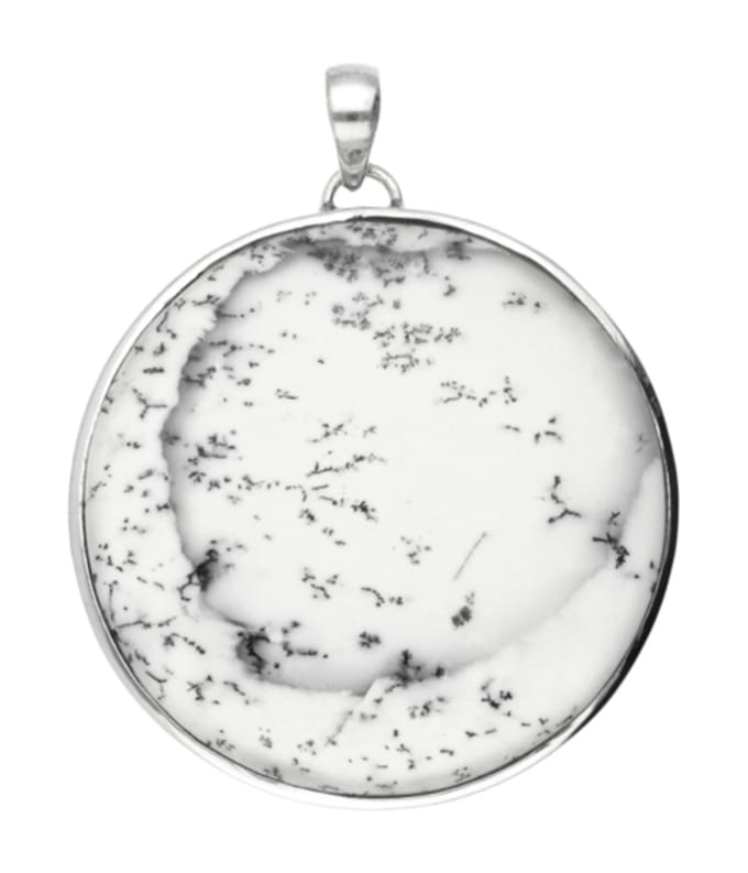Zilveren Agaat Dendriet XL rond ketting hanger