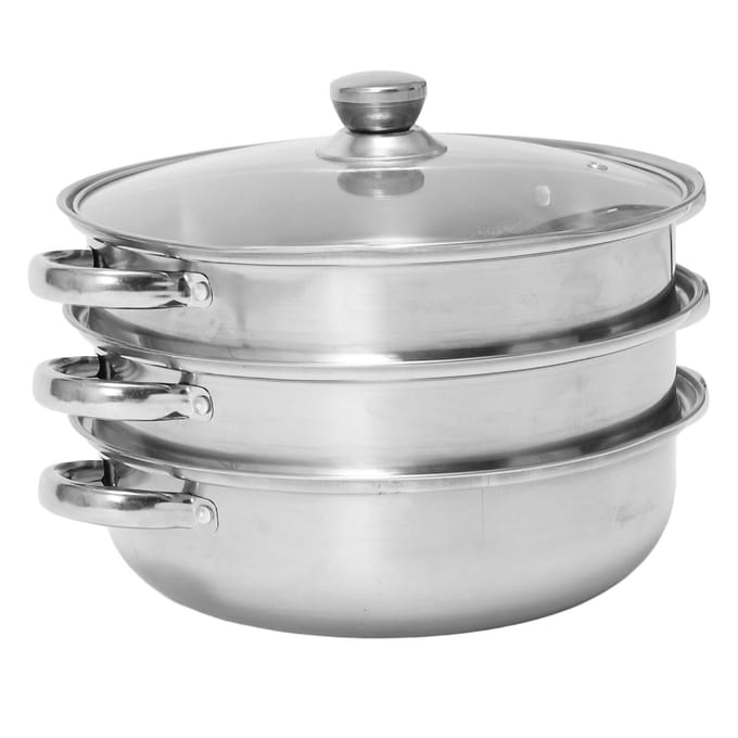 Marmite à Soupe Vapeur Acier Inoxydable Épaissi Multifonctionnelle Grande Capacité Double Oreille Marmite à Bouillon Vapeur L gray