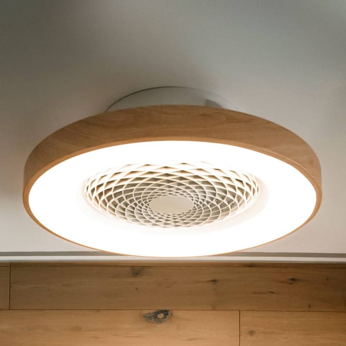 Mantra Iluminación Smart LED plafondventilator Tibet, houtkleur, stil, Ø 65 cm