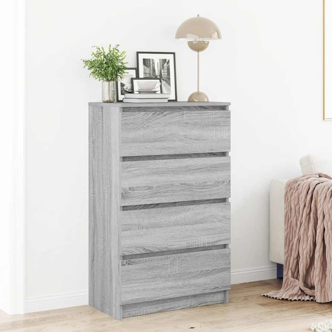 vidaXL - Dressoir - 60x35x98,5 - cm - bewerkt - hout - grijs - sonoma - eikenkleurig