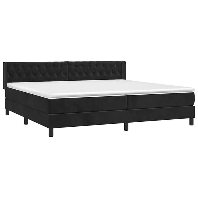 vidaXL - Boxspring - met - matras - fluweel - zwart - 200x200 - cm