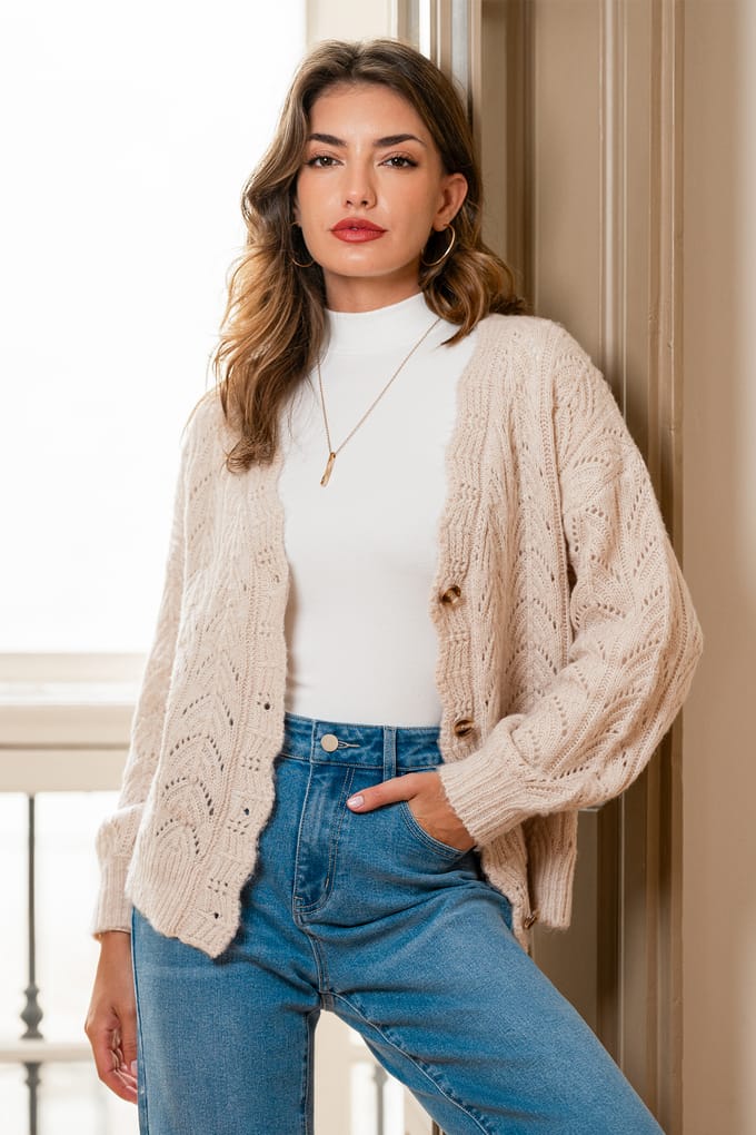 Extra comfortabele beige cardigan