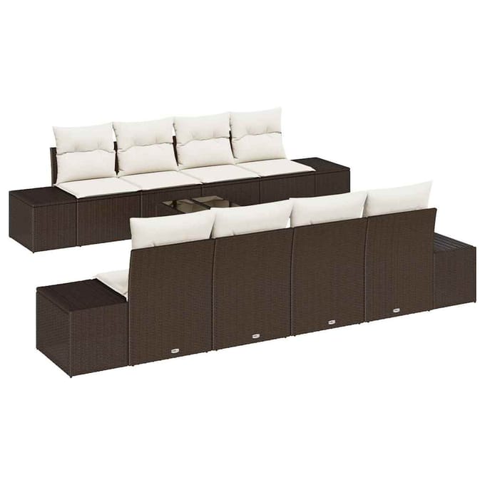 vidaXL Tuin Sofa Set 7 st Bruin en crème poly rattan