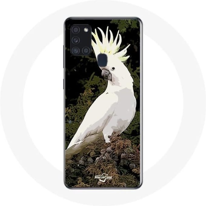 Coque - Samsung - Galaxy A21S - Souple - Blanc - Perroquets blanc