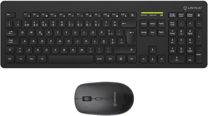 Draadloos Toetsenbord en Muis Set, Stille Membraantoetsen, USB 2.4 GHz, Ergonomisch