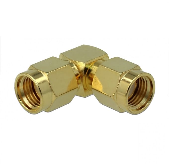 RP-SMA (m) - RP-SMA (m) haakse adapter - 50 Ohm / 3 GHz