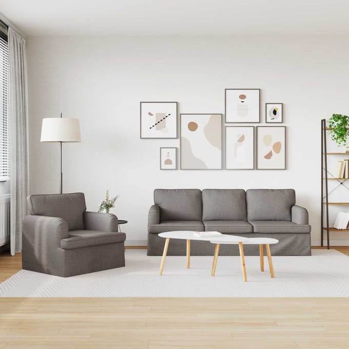 vidaXL Bankstel 2 pcs Taupe 201 x 80 x 85 cm Stof