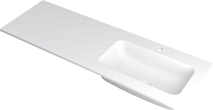 INK® Faktor wastafel polystone rechts met 1 kraangat, 140x45x1,5cm, mat wit