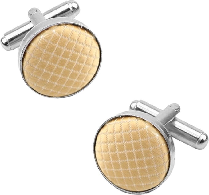 Fako Bijoux - Manchetknopen - Staal & Ruit - 16mm - Champagne
