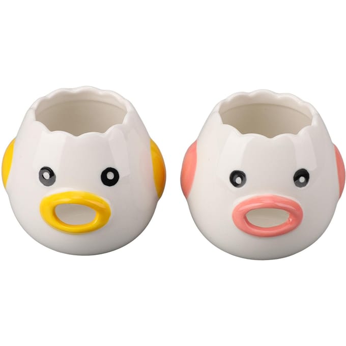 2 stuks Eierscheider Keramiek Vorm van Kip Eigeel Wit Filter Keuken Kookaccessoires Roze white