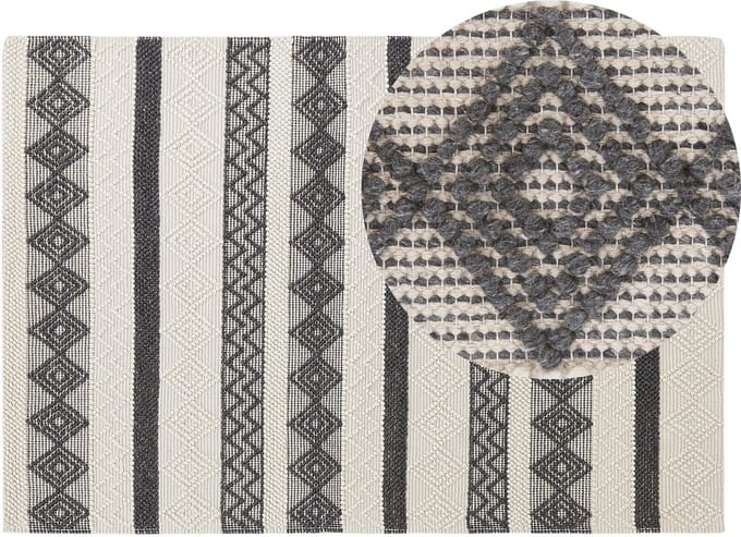 DAVUTLAR - Laagpolig vloerkleed - Grijs - 140 x 200 cm - Wol