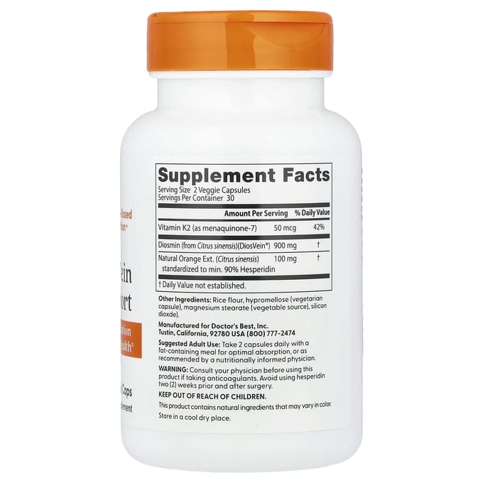 Doctor's Best, Soutien des veines, 60 gélules végétales