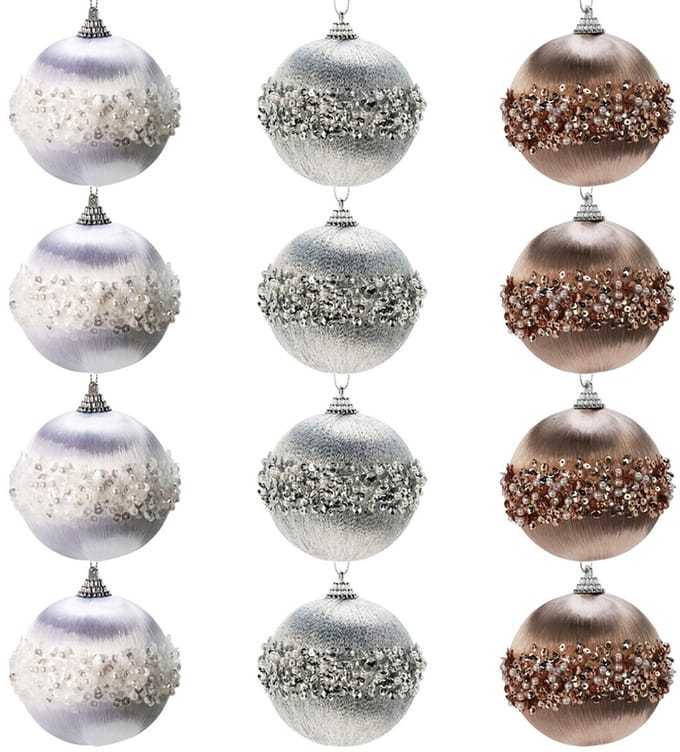 Kerstballen Set Onbreekbaar Wit Zilver Champagne 8 cm 12 stuks - Kerstdecoratie