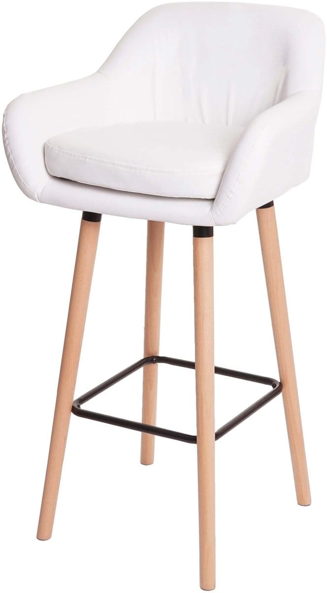Set van 2 barkrukken Malmö T381, barkruk counterkruk ~ kunstleer, wit