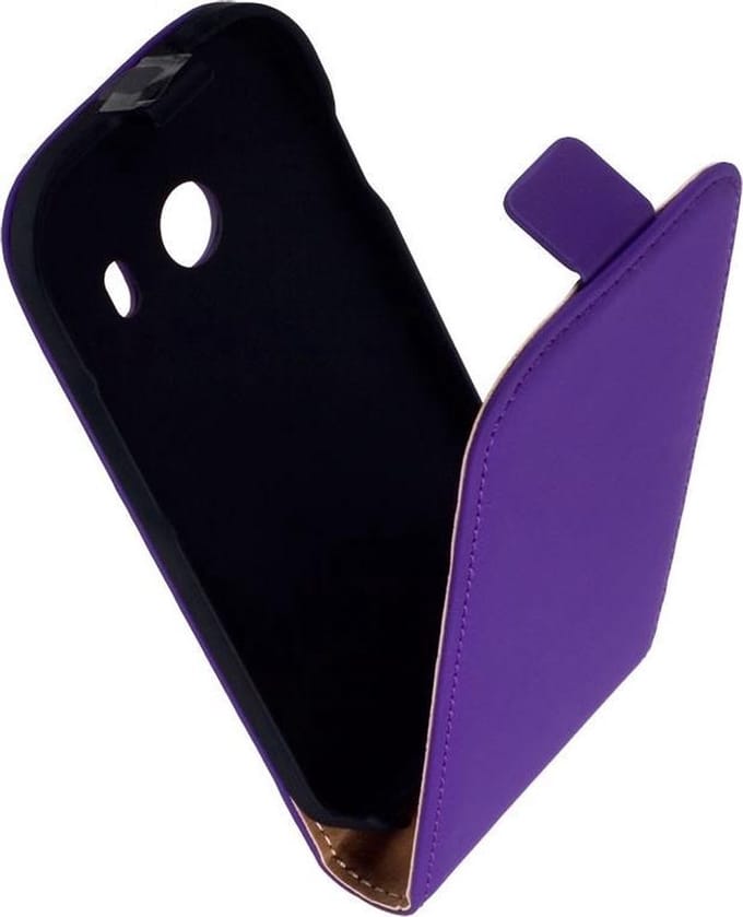 LELYCASE Lederen Samsung Galaxy Ace Style Flip Case Cover Hoes Paars