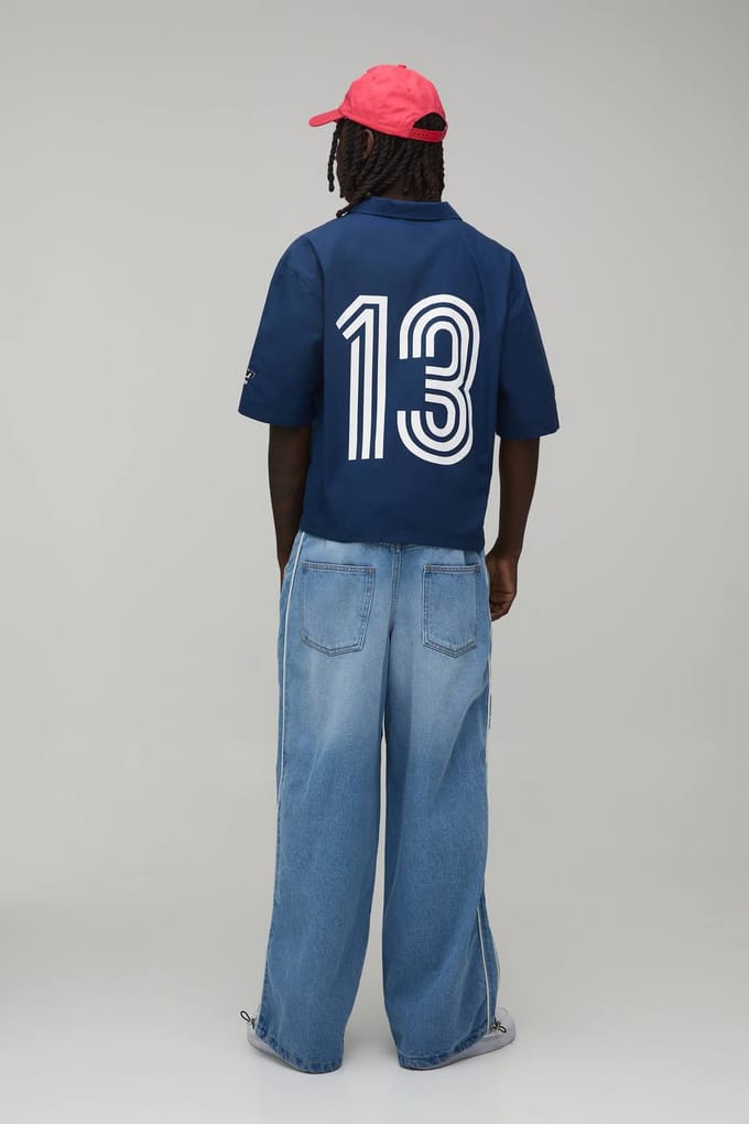 Jeans Met Zijstreep En Parachute Pasvorm | Light Wash | Size 36R