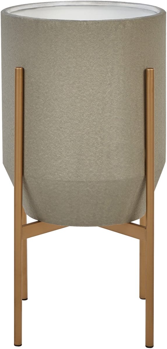 HYBRIDIUM - Bloempot - Taupe - 33 x 33 x 62 cm - Metaal