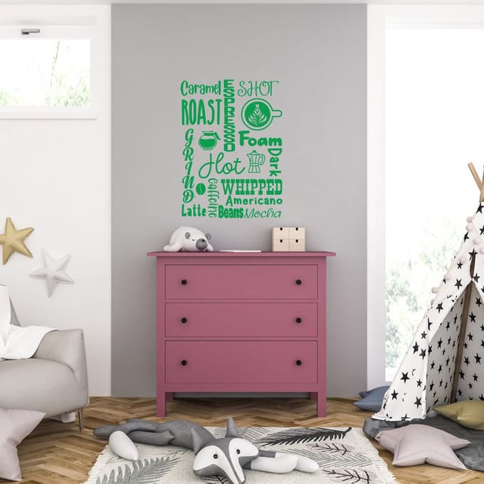 Muursticker - Coffee - 58 x 79 - Groen