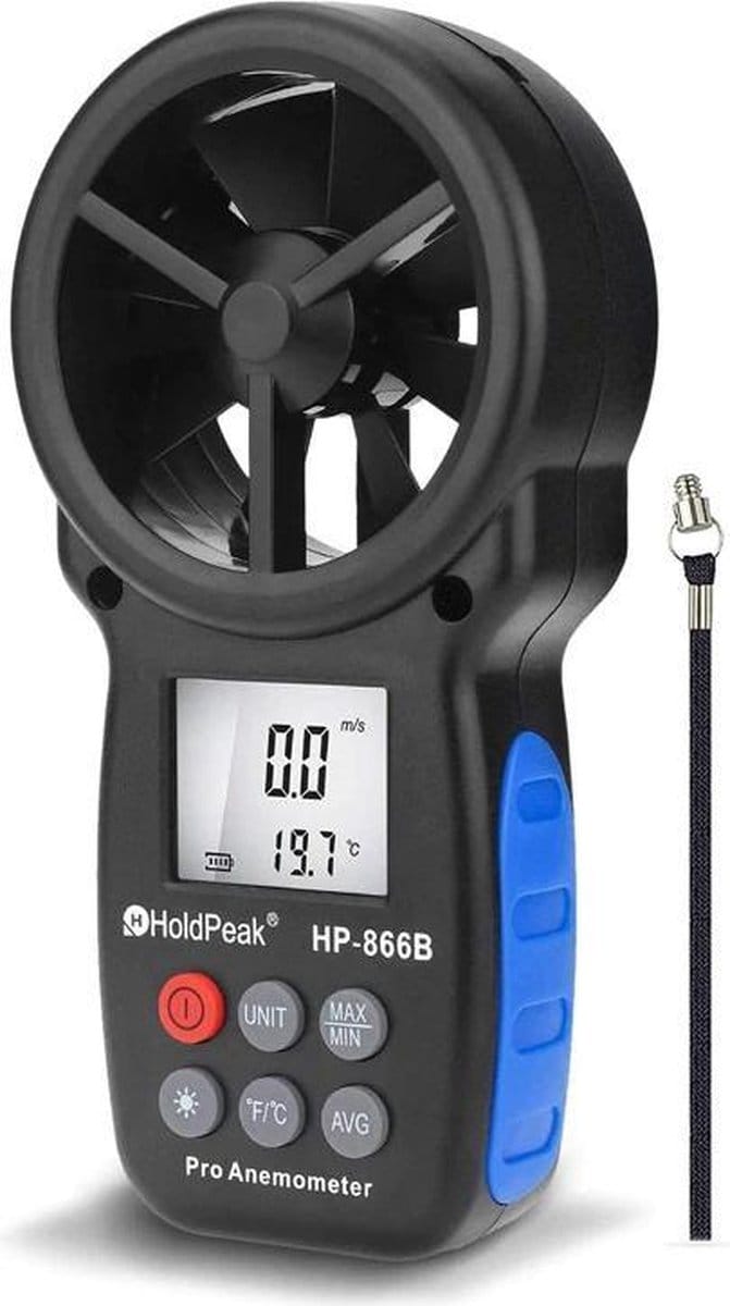Premium Anemometer - Windmeter - Weerstation - Digitale Windsnelheidmeter - Temperatuur - Gevoelstemperatuur