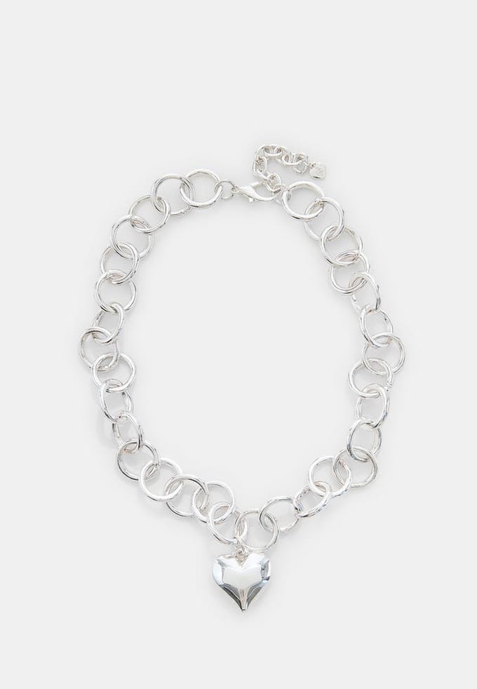 Stradivarius Ketting met hartbedel  Grijs OS