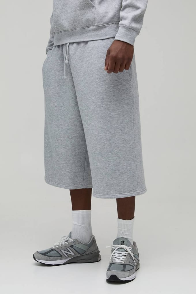 Tall Essential Jersey Jort | Grey Marl | Size Medium