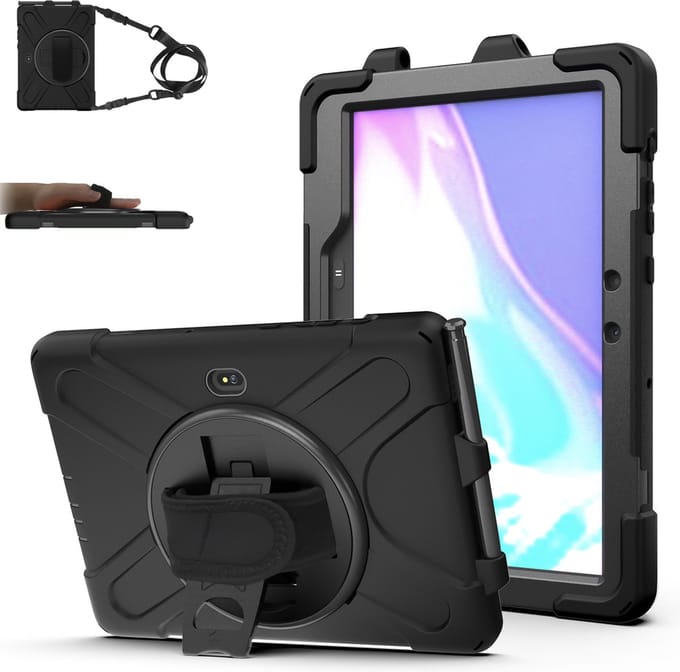 Cazy tablet Hoes geschikt voor Samsung Galaxy Tab Active5 Pro / Tab Active4 Pro / Tab Active Pro - Shockproof Case met Screenprotector - Zwart